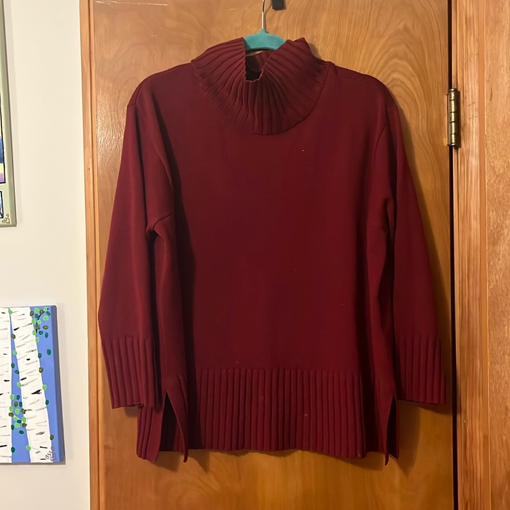 Eileen Fisher turtleneck sweater in red. Size large
